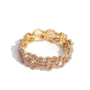 Elegant Gold and Pink Pearl Bracelet